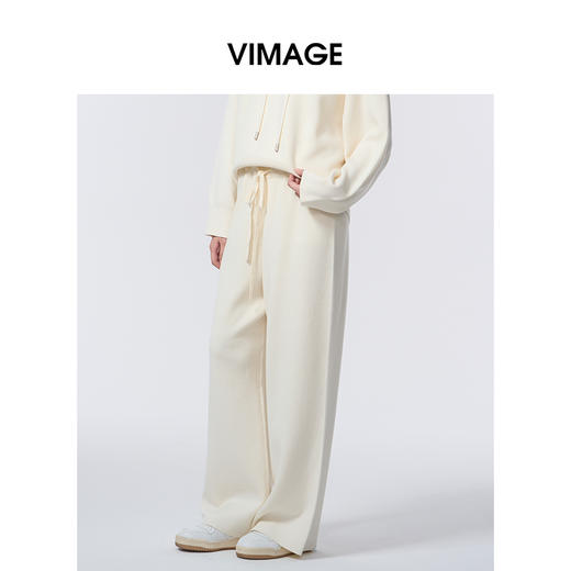 VIMAGE纬漫纪时尚减龄抽绳秋冬新款保暖针织裤V2401108 商品图1