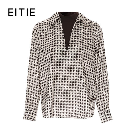 EITIE爱特爱针织拼接假两件套设计时尚减龄小上衣8313014 商品图2