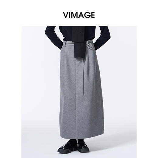 VIMAGE纬漫纪A版配本布腰绳秋冬新款包容性强半裙V2406109 商品图2