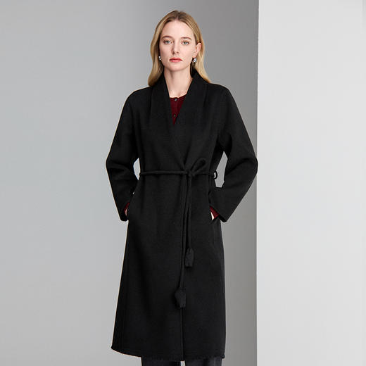 EITIE爱特爱纯羊毛加羊绒双面呢极具保暖性和品质感简洁收腰版型外套大衣8414104 商品图4