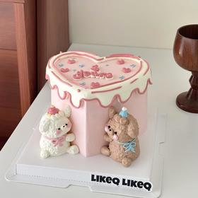 【1对奶油小熊蛋糕】叮当CAKE爆款生日蛋糕-鲜果奶油蛋糕