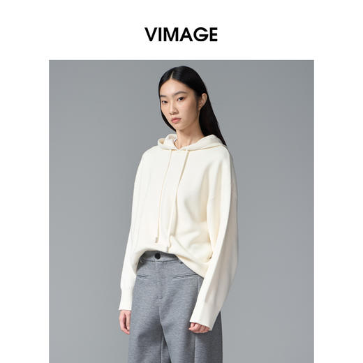 VIMAGE纬漫纪纯色简约大气秋冬新品保暖卫衣针织衫V2401112 商品图2
