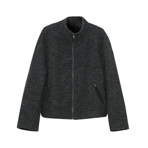 VIMAGE纬漫纪高级灰立领金属拉链设计慵懒感秋冬新款大衣外套V2403103 商品图6