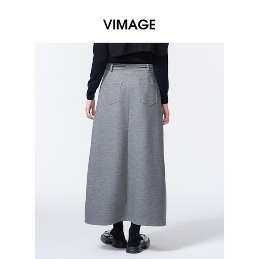 VIMAGE纬漫纪A版配本布腰绳秋冬新款包容性强半裙V2406109 商品图4
