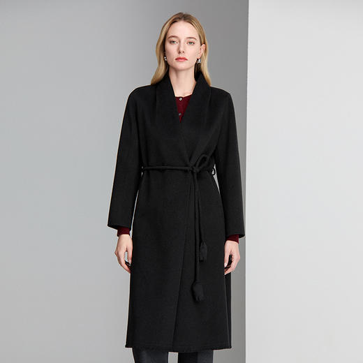 EITIE爱特爱纯羊毛加羊绒双面呢极具保暖性和品质感简洁收腰版型外套大衣8414104 商品图6