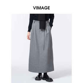 VIMAGE纬漫纪A版配本布腰绳秋冬新款包容性强半裙V2406109