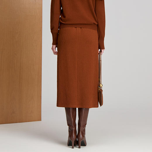 EITIE爱特爱弹力丈根腰头设计时尚年轻好穿搭直筒版型冬季保暖半裙8406110 商品图4