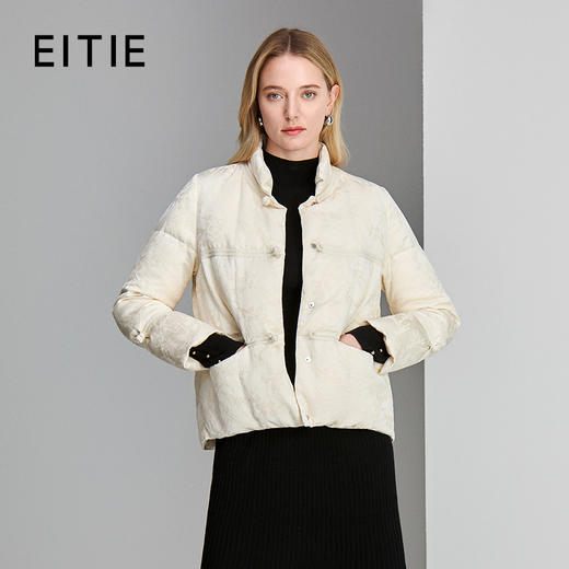EITIE爱特爱国风复古盘扣新中式短外套羽绒服8411105 商品图0