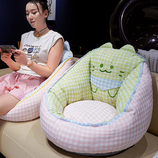 自然醒三维立体PP棉方巾喵格子蒲团坐垫QYL 商品图12