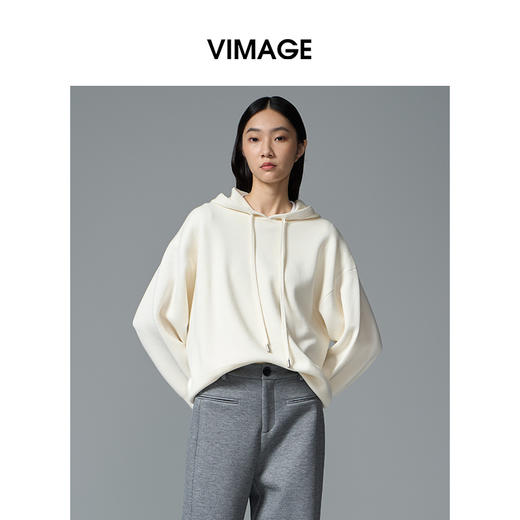 VIMAGE纬漫纪纯色简约大气秋冬新品保暖卫衣针织衫V2401112 商品图3