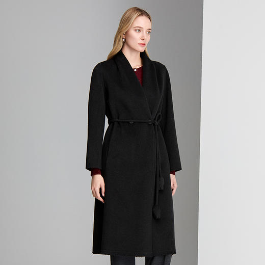 EITIE爱特爱纯羊毛加羊绒双面呢极具保暖性和品质感简洁收腰版型外套大衣8414104 商品图3