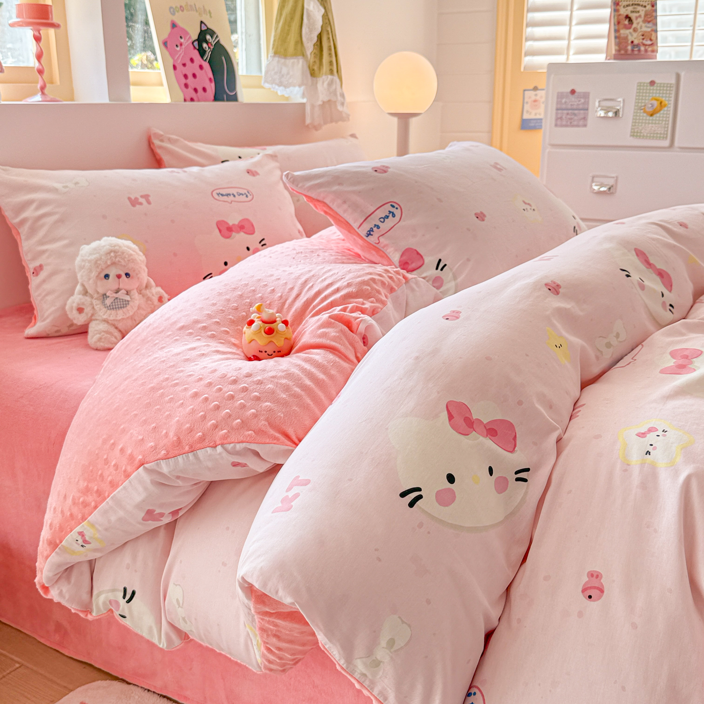 【换季出清】自然醒A全棉纯棉B牛奶豆豆绒床上四件套冬季珊瑚法兰绒面床单加绒被套三件套四件套床笠JY