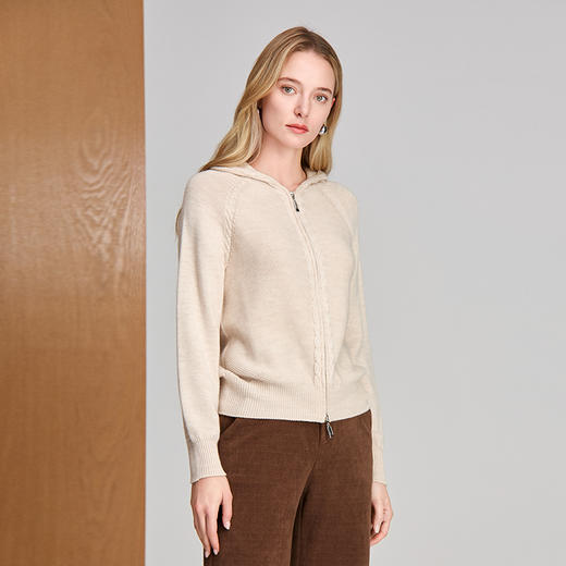 EITIE爱特爱时尚简约含羊毛带帽针织衫8401119 商品图6