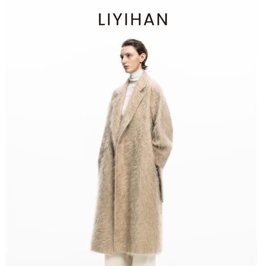 LIYIHAN 2025年秋冬季新款职场通勤羊绒大衣外套咖色女小众设计感 商品图3