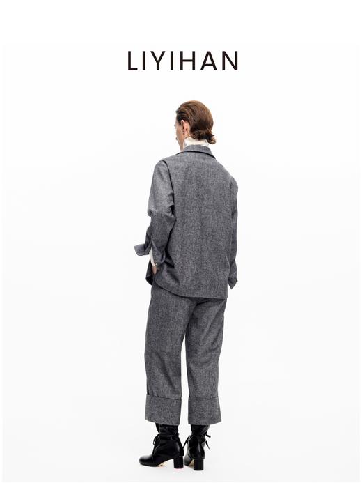 LIYIHAN 2025秋冬新款通勤羊毛衬衫灰色女时尚套装小众设计感 商品图4