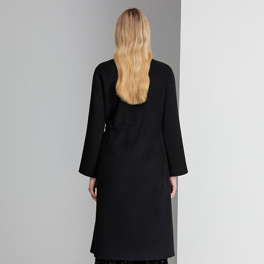 EITIE爱特爱左衽大号单扣设计配上本布细绳腰带保暖大方羊毛羊绒大衣8414110 商品图10