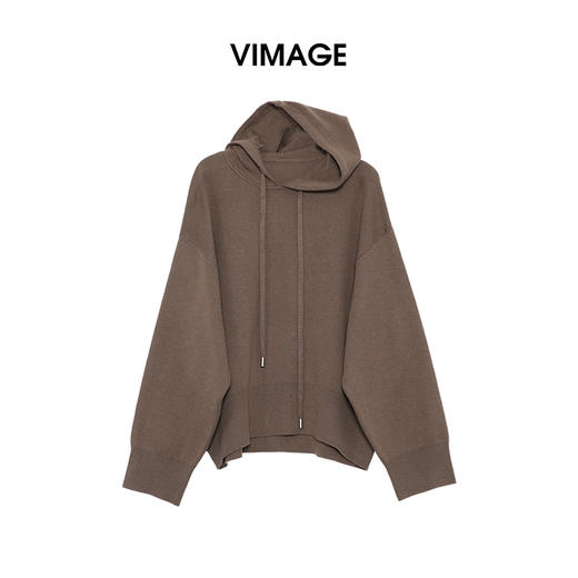 VIMAGE纬漫纪纯色简约大气秋冬新品保暖卫衣针织衫V2401112 商品图5