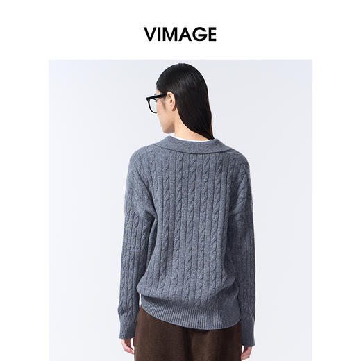 VIMAGE纬漫纪灰色复古慵懒感秋冬新款针织衫V2401113 商品图4