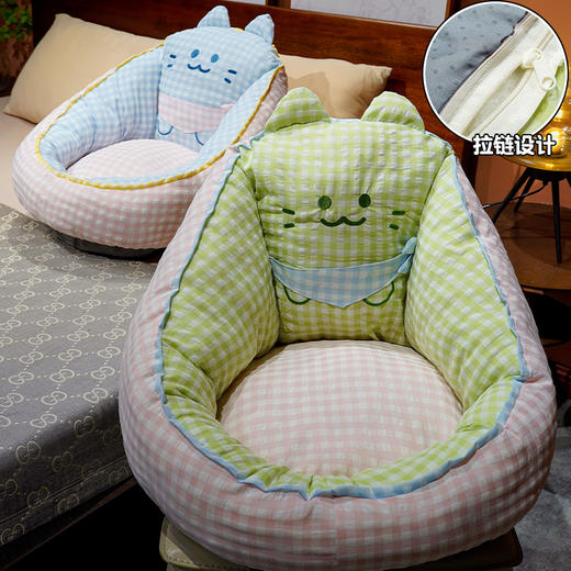 自然醒三维立体PP棉方巾喵格子蒲团坐垫QYL 商品图6