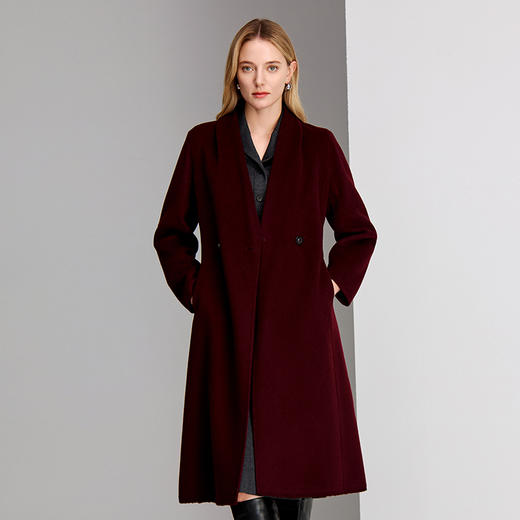 EITIE爱特爱纯羊毛加羊绒双面呢极具保暖性和品质感简洁收腰版型外套大衣8414104 商品图10