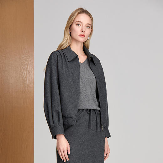 EITIE爱特爱宽松休闲夹克经典保暖羊毛短外套8403106 商品图2