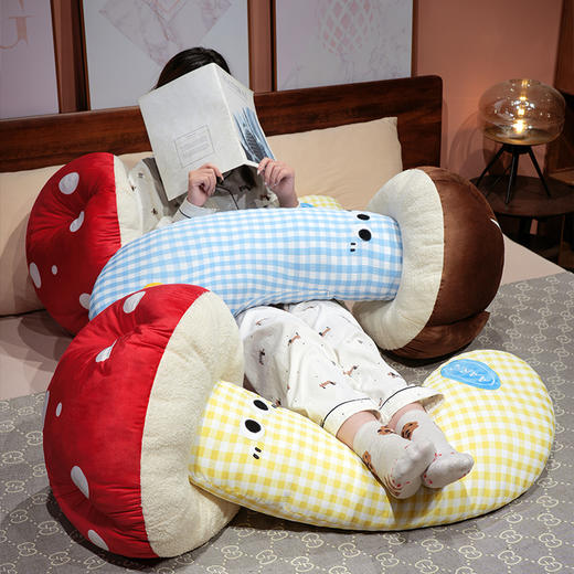 自然醒ins大眼蘑菇格子长条抱枕QYL 商品图12