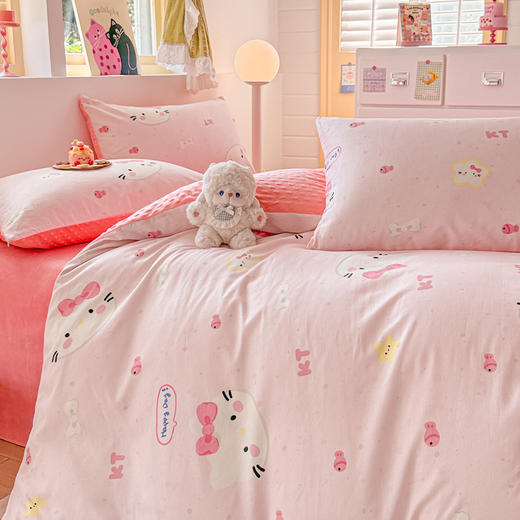 【换季出清】自然醒A全棉纯棉B牛奶豆豆绒床上四件套冬季珊瑚法兰绒面床单加绒被套三件套四件套床笠JY 商品图10