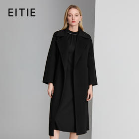 EITIE爱特爱纯羊毛羊绒混纺面料手感温润柔软长款西装领大贴袋设计冬季新款保暖大衣8414109