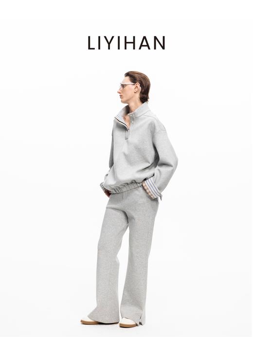 LIYIHAN 2025秋冬新款法式职场针织卫衣灰色休闲套装小众设计感女 商品图2