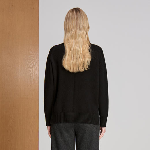 EITIE爱特爱高领下摆侧开叉前短后长设计冬季保暖时尚针织衫8401115 商品图5