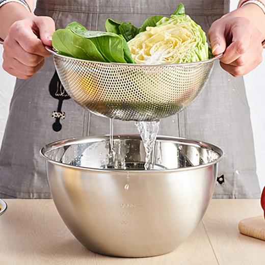 日本吉川304不锈钢料理盆洗菜盆沥水盆24cm 商品图1