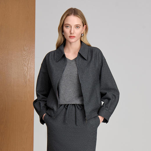 EITIE爱特爱宽松休闲夹克经典保暖羊毛短外套8403106 商品图5