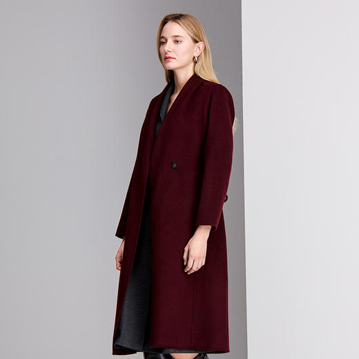 EITIE爱特爱纯羊毛加羊绒双面呢极具保暖性和品质感简洁收腰版型外套大衣8414104 商品图8