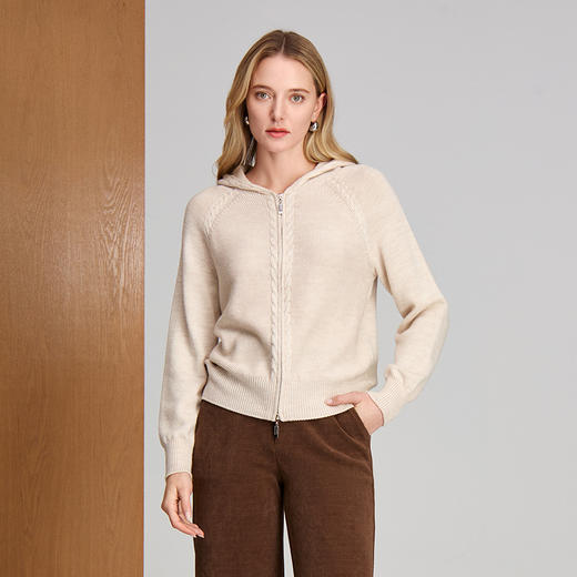 EITIE爱特爱时尚简约含羊毛带帽针织衫8401119 商品图4