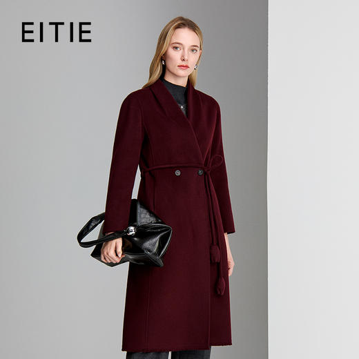 EITIE爱特爱纯羊毛加羊绒双面呢极具保暖性和品质感简洁收腰版型外套大衣8414104 商品图1