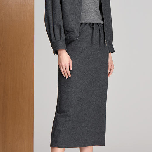 EITIE爱特爱弹力丈根腰头设计本布系带直筒版型羊毛半裙8406107 商品图2