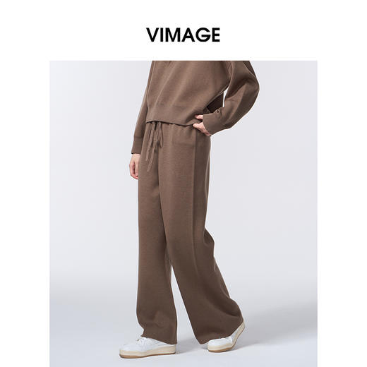 VIMAGE纬漫纪时尚减龄抽绳秋冬新款保暖针织裤V2401108 商品图4