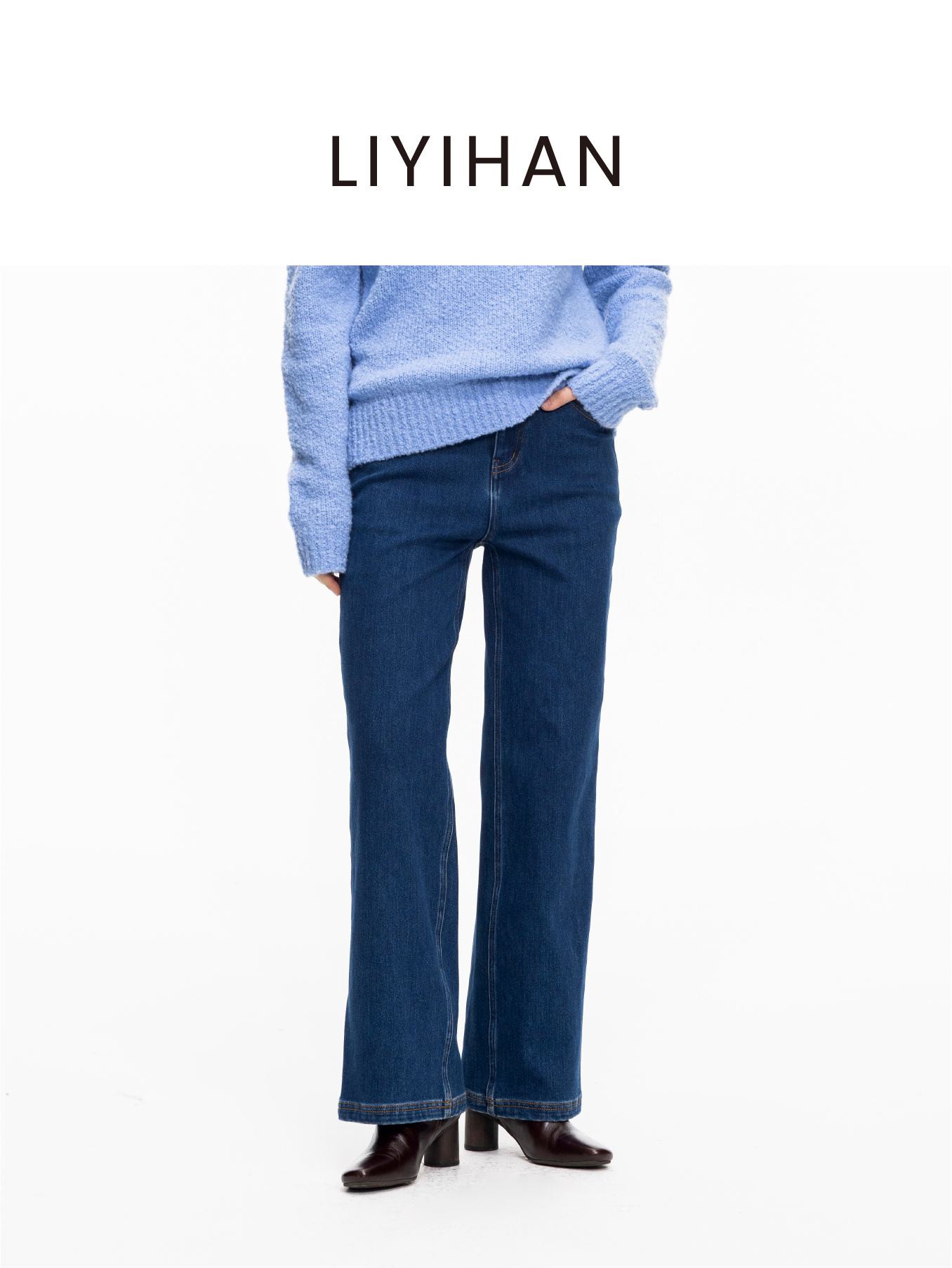 LIYIHAN 2025年秋冬新款职场通勤直筒牛仔裤女复古裤子小众设计感