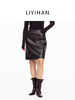 LIYIHAN 2025秋冬新款法式半身裙女咖色通勤短裙小众设计感PU皮裙 商品缩略图0