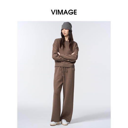 VIMAGE纬漫纪时尚减龄抽绳秋冬新款保暖针织裤V2401108 商品图3