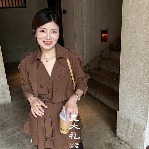 【预售7天】良木礼双排扣风衣（腰带）(Q2592249) 商品图0