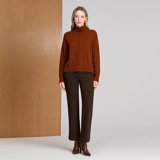 EITIE爱特爱高领下摆侧开叉前短后长设计冬季保暖时尚针织衫8401115 商品图7