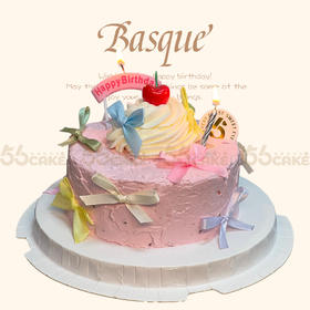 简约丝带巴斯克蛋糕（约5英寸，直径11cm左右）