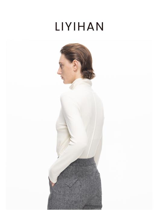LIYIHAN2025年秋冬新款莫代尔高领长袖T恤白色女打底衫小众设计感 商品图4