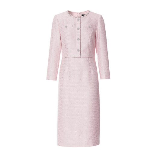 EITIE爱特爱优雅精致粉色千金感小香风粗花呢秋季新款连衣裙C2507860 商品图5