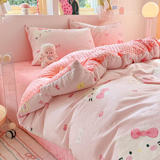 【换季出清】自然醒A全棉纯棉B牛奶豆豆绒床上四件套冬季珊瑚法兰绒面床单加绒被套三件套四件套床笠JY 商品图8
