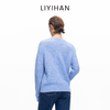 LIYIHAN 2025年秋冬季羊毛宽松套头毛衣女蓝色毛针织衫小众设计感 商品缩略图4