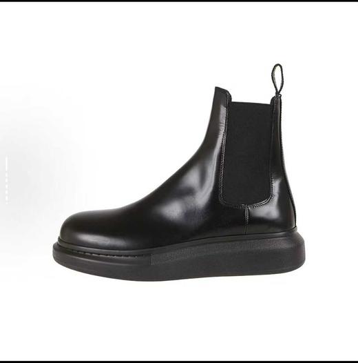Alexander McQueen亚历山大麦昆 Hybrid 套脚圆头 及踝 切尔西靴 男款 黑色 商品图0