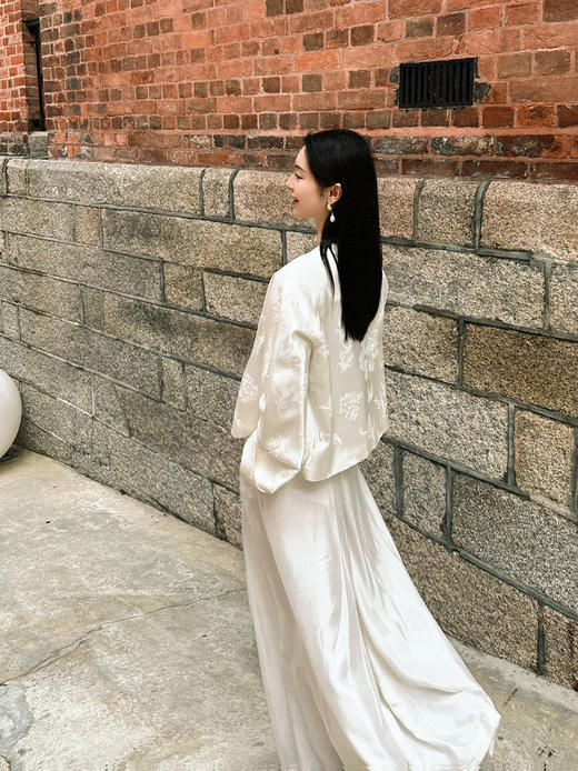 盛唐牡丹| 珍珠白水洗丝阔腿裤 商品图7