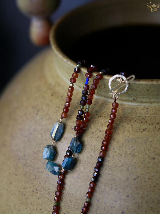 SpoiledBrat Jewelry 14K注金渐变石榴石蓝晶石长链 商品图4